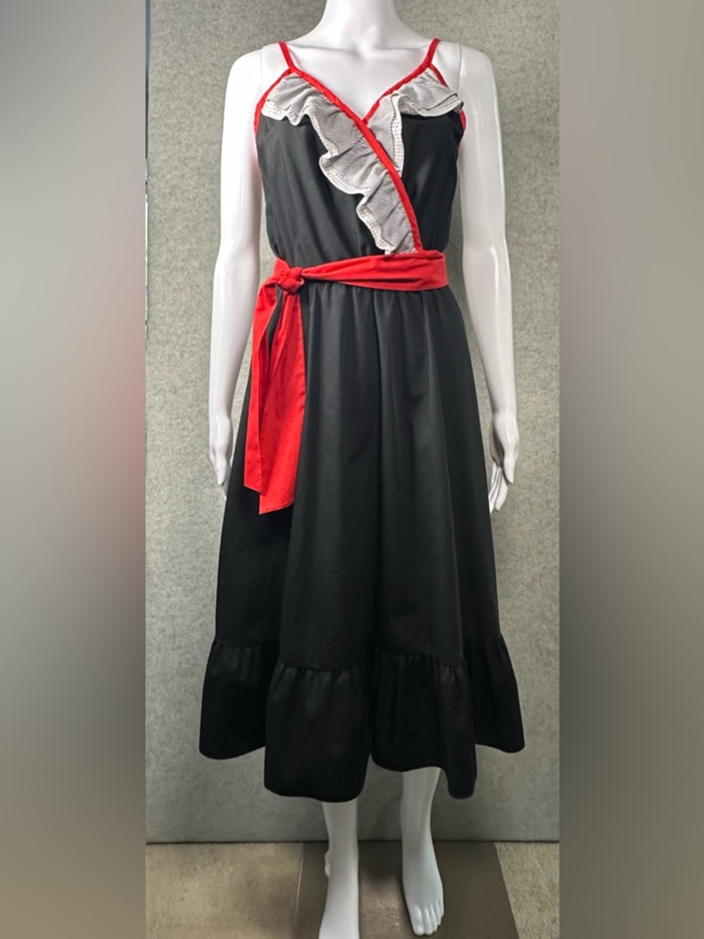 JCPenney Vintage 1983 Catalog Ruffle Sun Dress 80’s Black Sleeveless XS S 0 2